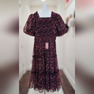 Ivy City Co Floral Dress - Black and Pink
